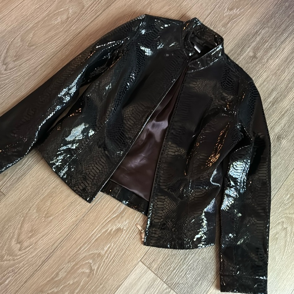 Chico’s leather snake print jacket